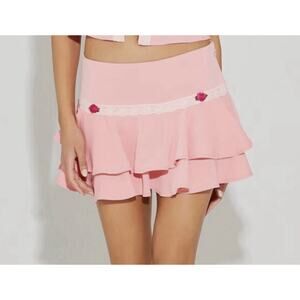 NWT Betsey Johnson X Forever 21 Rosette Mini Skirt Set, Size Medium